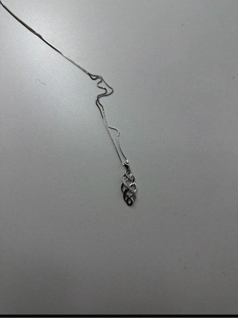 Sterling Silver Twisted Pendant Necklace - Silver